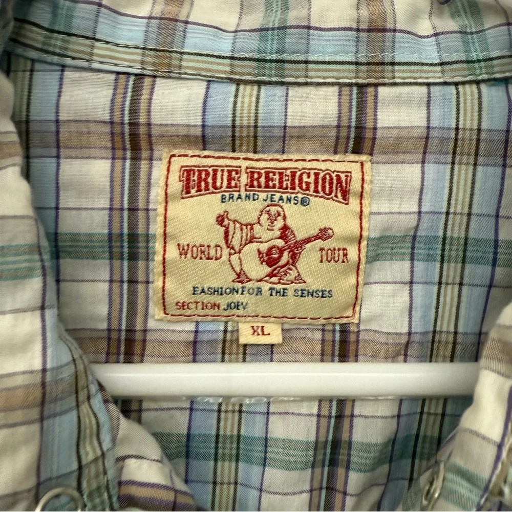 True Religion Plaid Glass Button Down Shirt Men’s XL Vintage‎